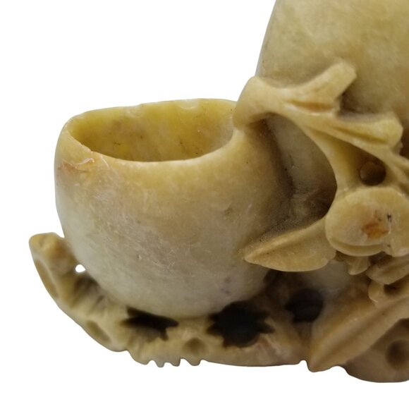 Vintage Hand-Carved Soapstone Floral Brush Pot - Picture 3 of 16